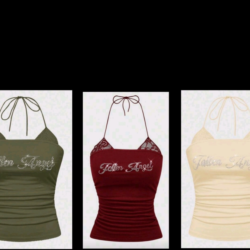 ROMWE Women's Camisoles - Green, Red, Cream